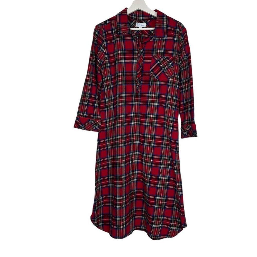 Pajamagram Small Classic Red Plaid Mid Length Flannel
